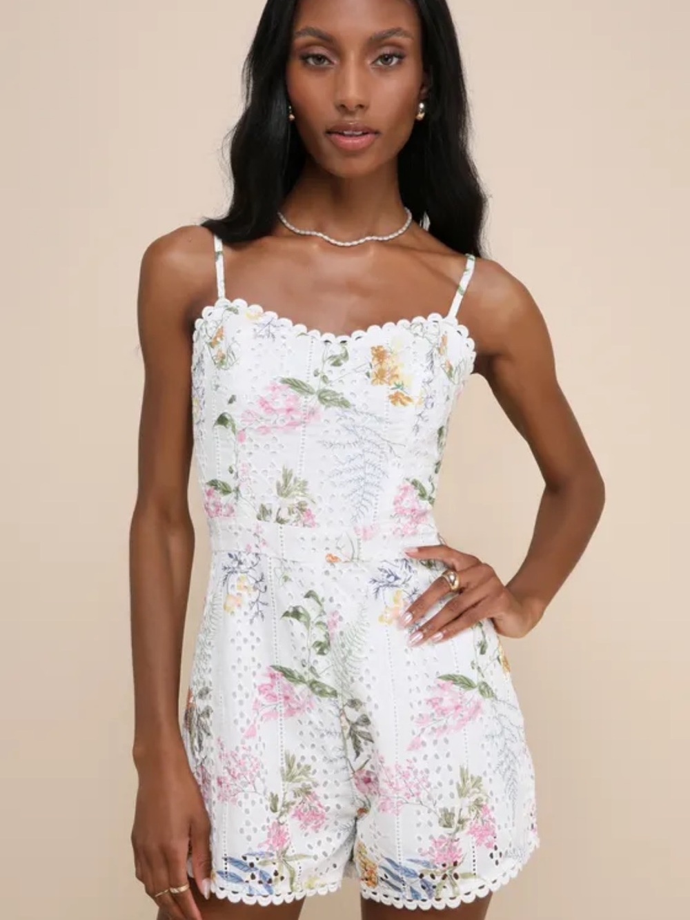 Lulus poise white floral romper